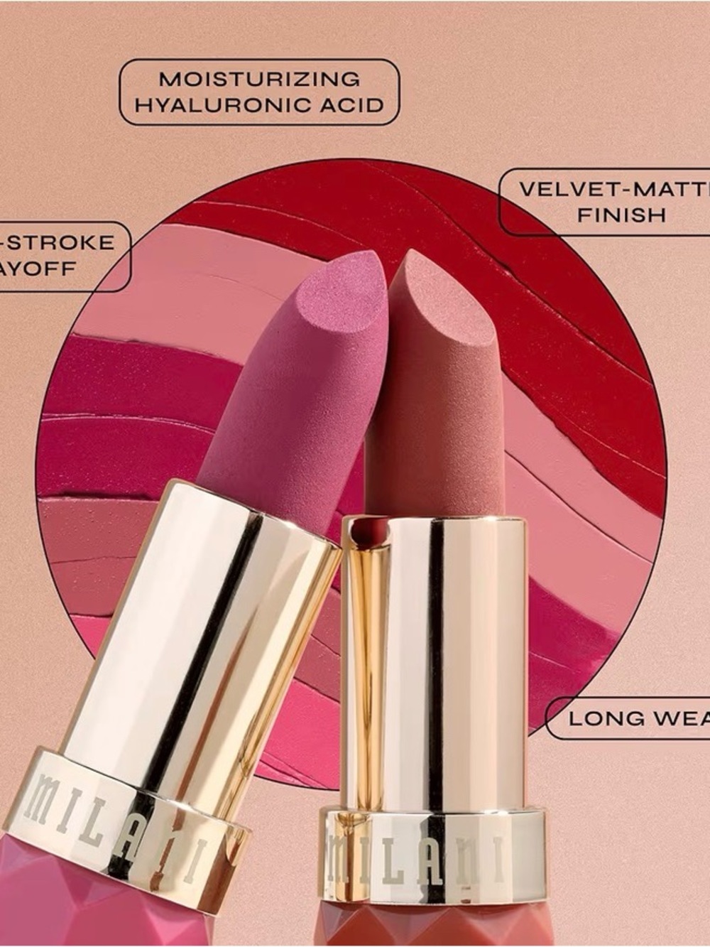 NWT Milani Velvet Matte Full Coverage Moisturizing Lipstick - 430 Secret - Picture 3 of 5
